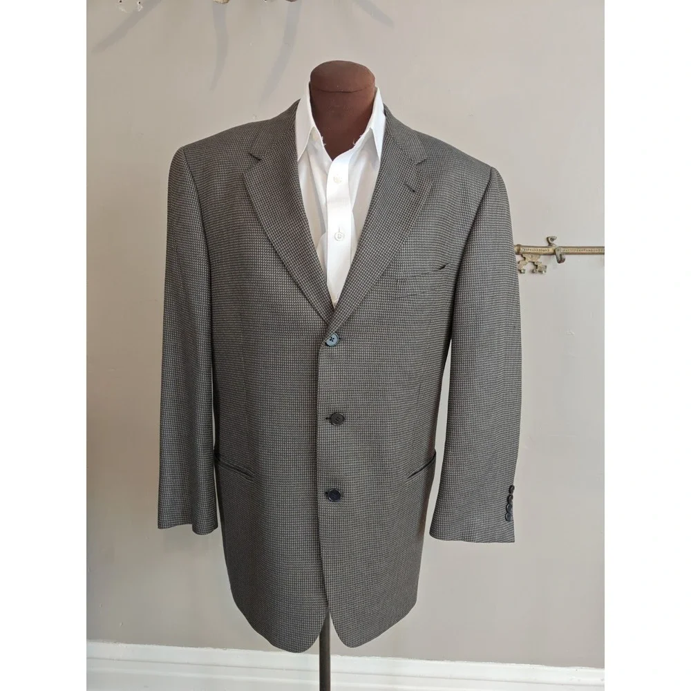 Joseph Abboud Mens Sports Coat 42R Black Gold Geometric Made in USA 3 Button